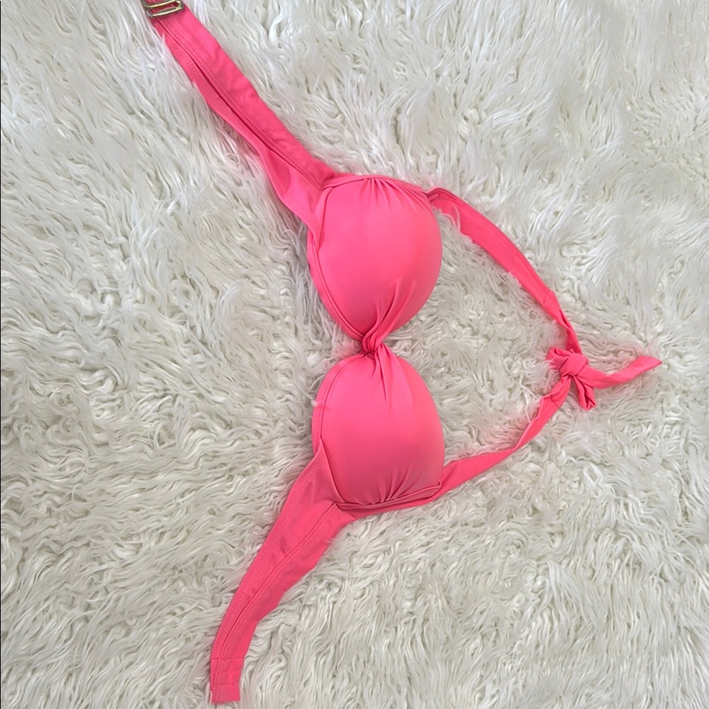 Vibrant Pink Halter Push Up Bikini Top